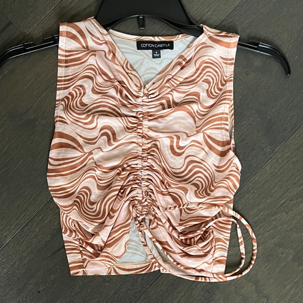 Cotton Candy Swirl Tank Top - Tan and Cream